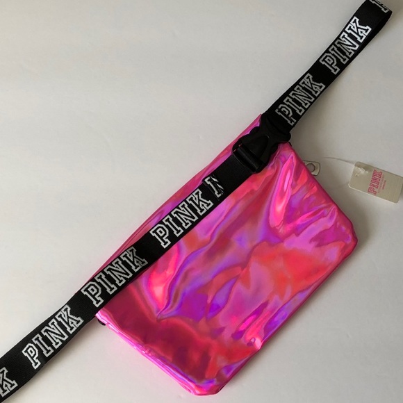 $13❤️New VS LOVE PINK iridescent Pink Fanny Pack - Picture 5 of 6